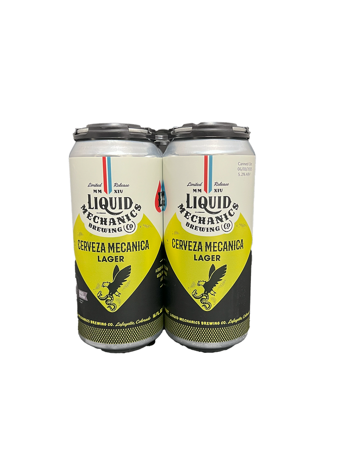 Liquid Mechanics Cerveza Mecanica Lager 4 Pack Cans