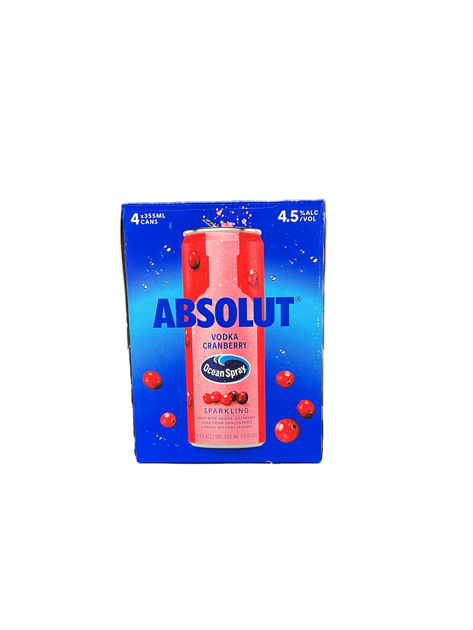 Absolut Vodka Cranberry 4 Pack Cans